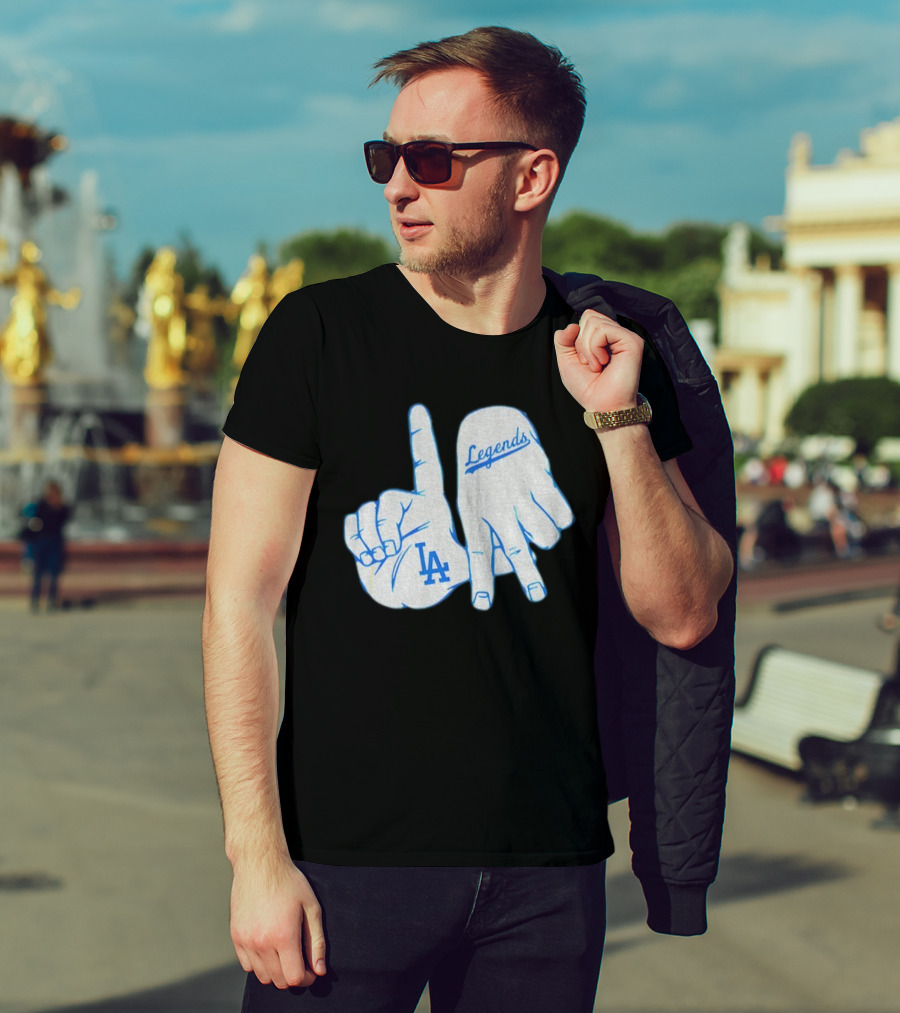 Los Angeles Dodgers Legends LA Hand Sign 2025 MLB Baseball T-Shirt