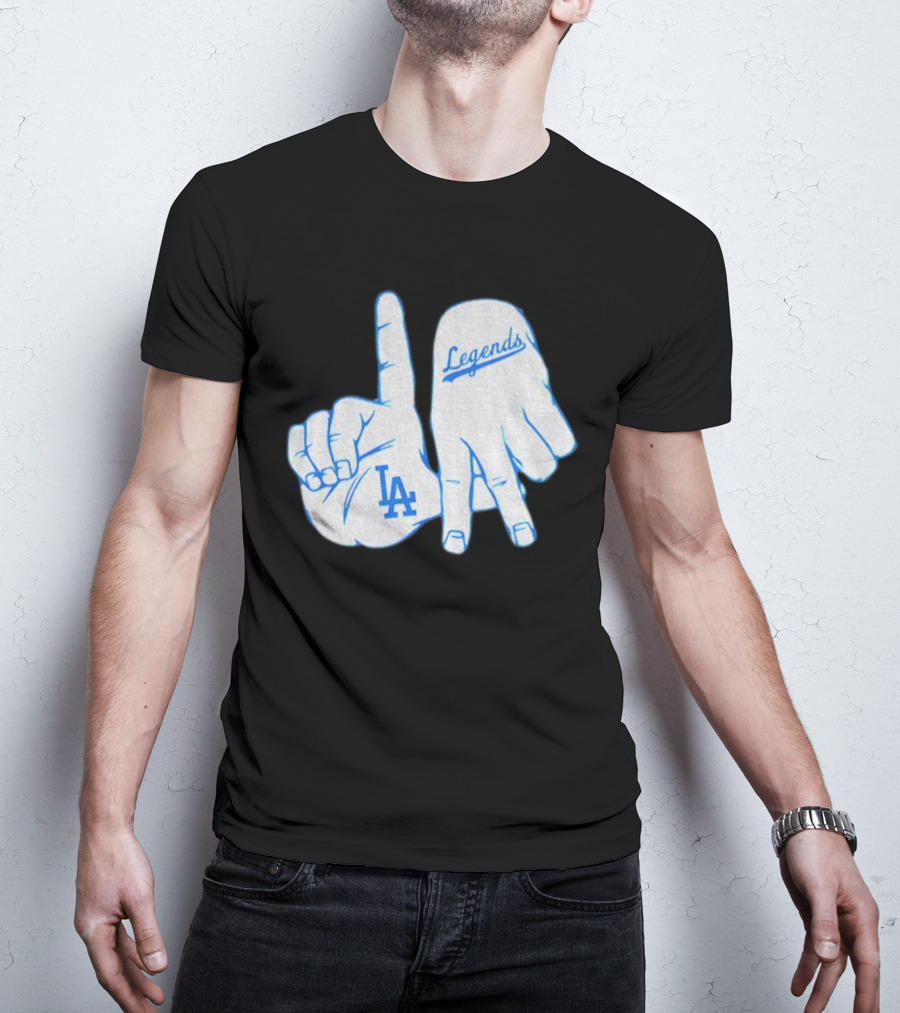 Los Angeles Dodgers Legends LA Hand Sign 2025 MLB Baseball T-Shirt