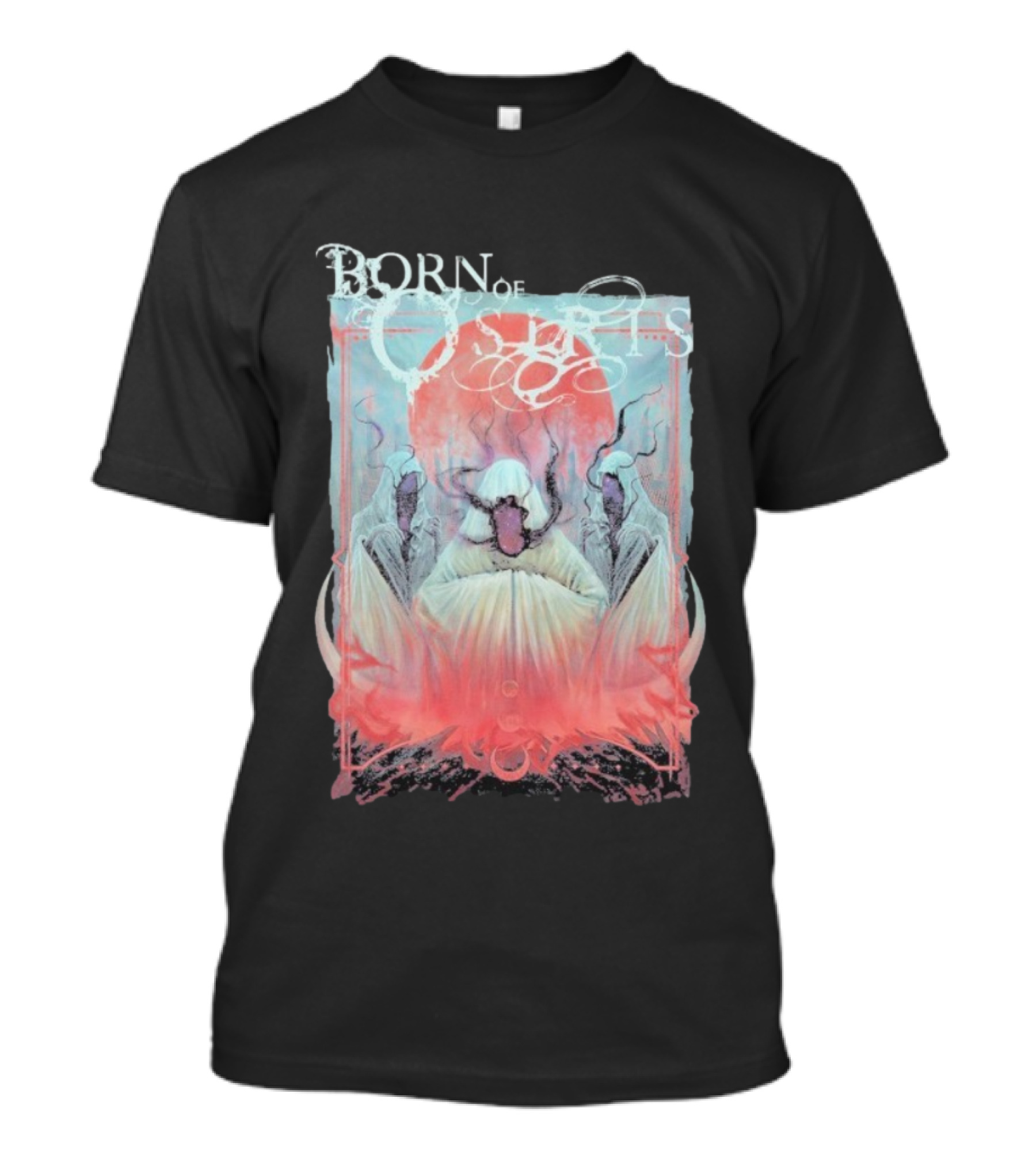 Born Of Osiris Dark Fable Mystical Hooded Figures And Fiery Aura T-Shirt