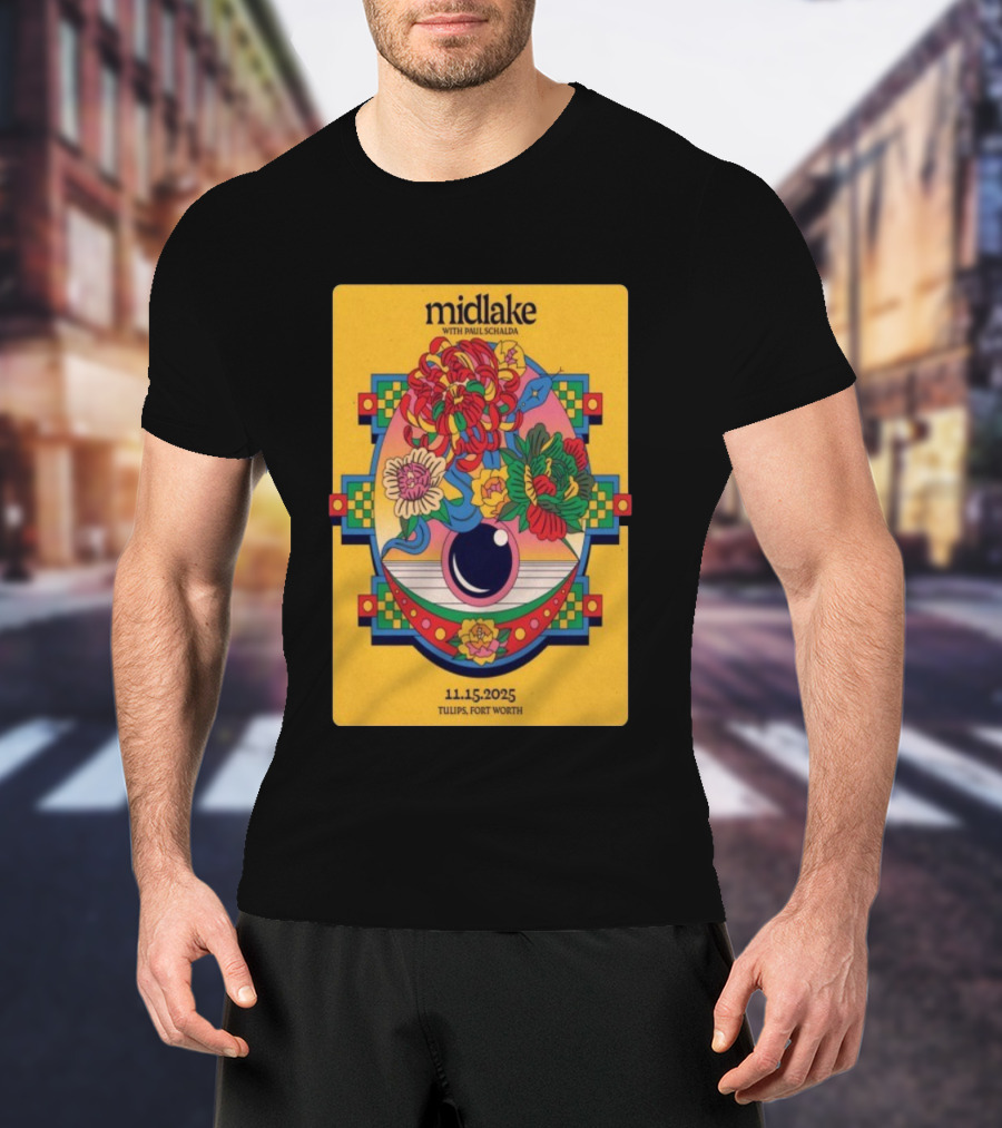 Midlake With Paul Schalda Tulips Fort Worth 11 15 2025 Psychedelic Flower Art T-Shirt