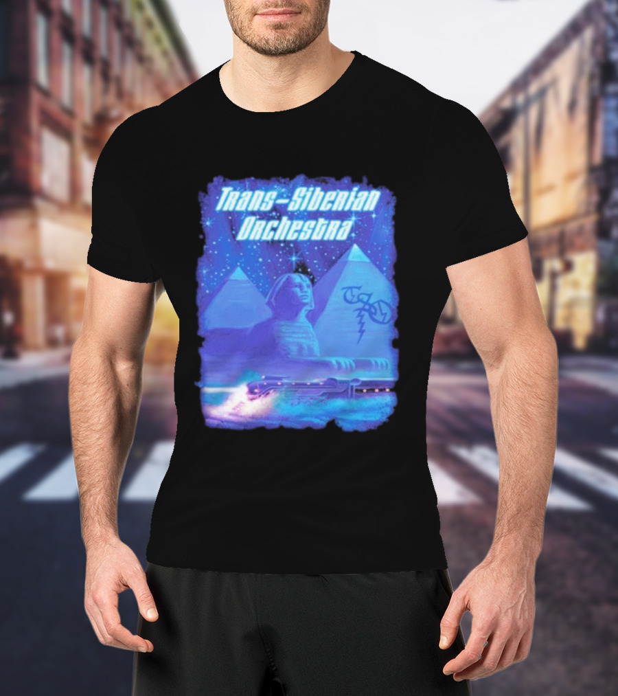 Trans-Siberian Orchestra Sphynx Train Pyramids Lightning Guitar Scene T-Shirt