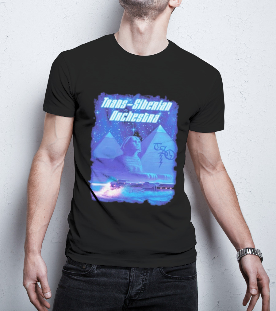 Trans-Siberian Orchestra Sphynx Train Pyramids Lightning Guitar Scene T-Shirt