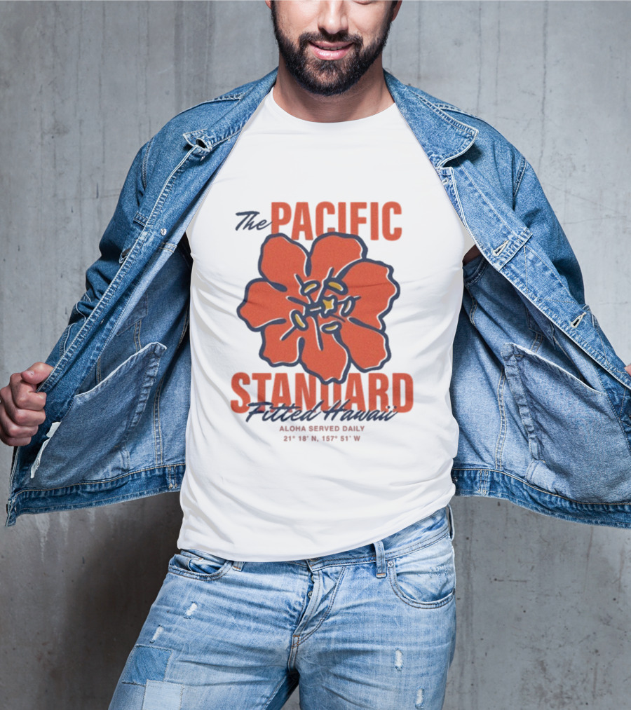 The Pacific Standard Fitted Hawaii Aloha Served Daily 21°18'N 157°51'W T-Shirt