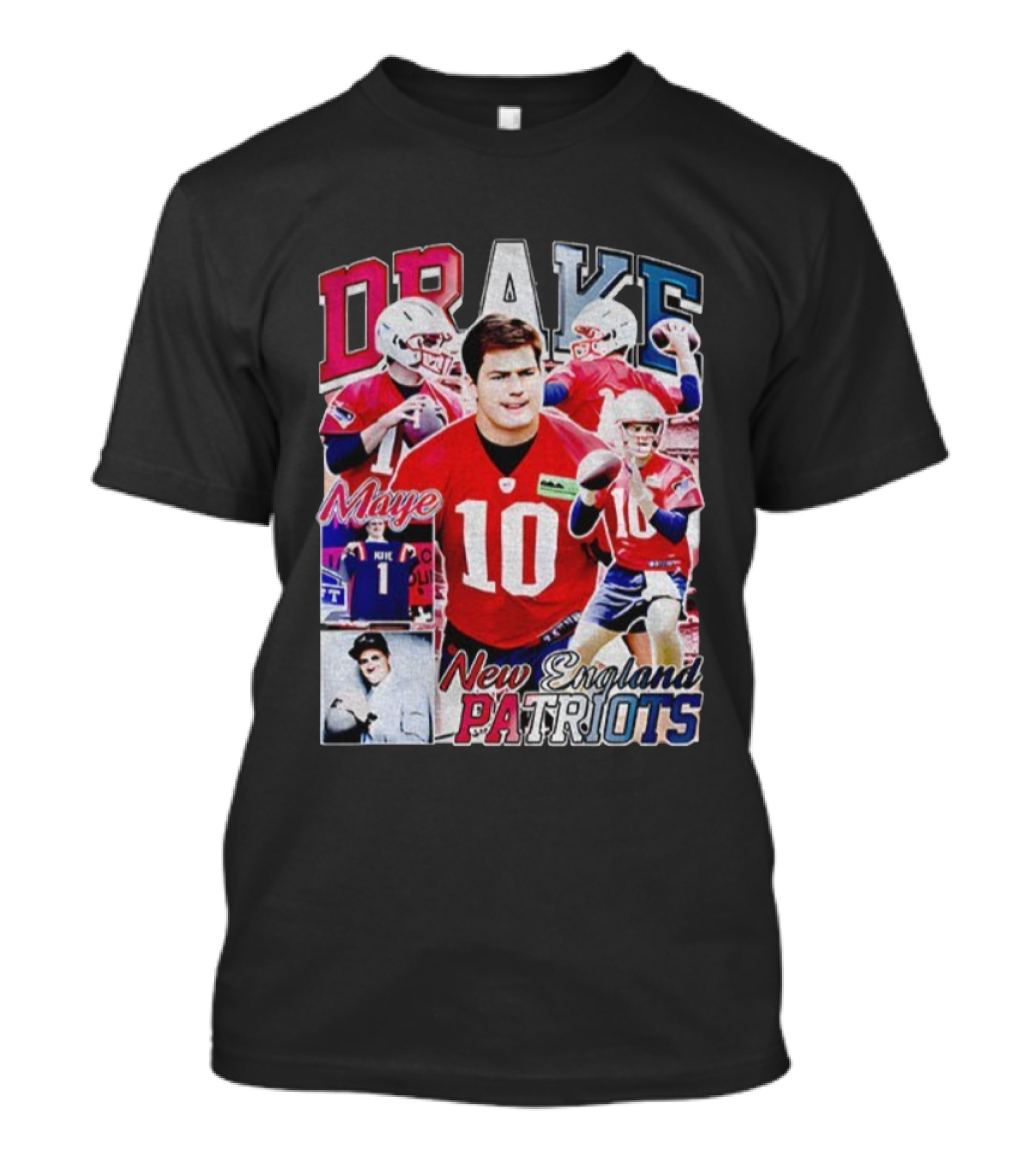 Drake Maye New England Patriots NFL Football Collage T-Shirt