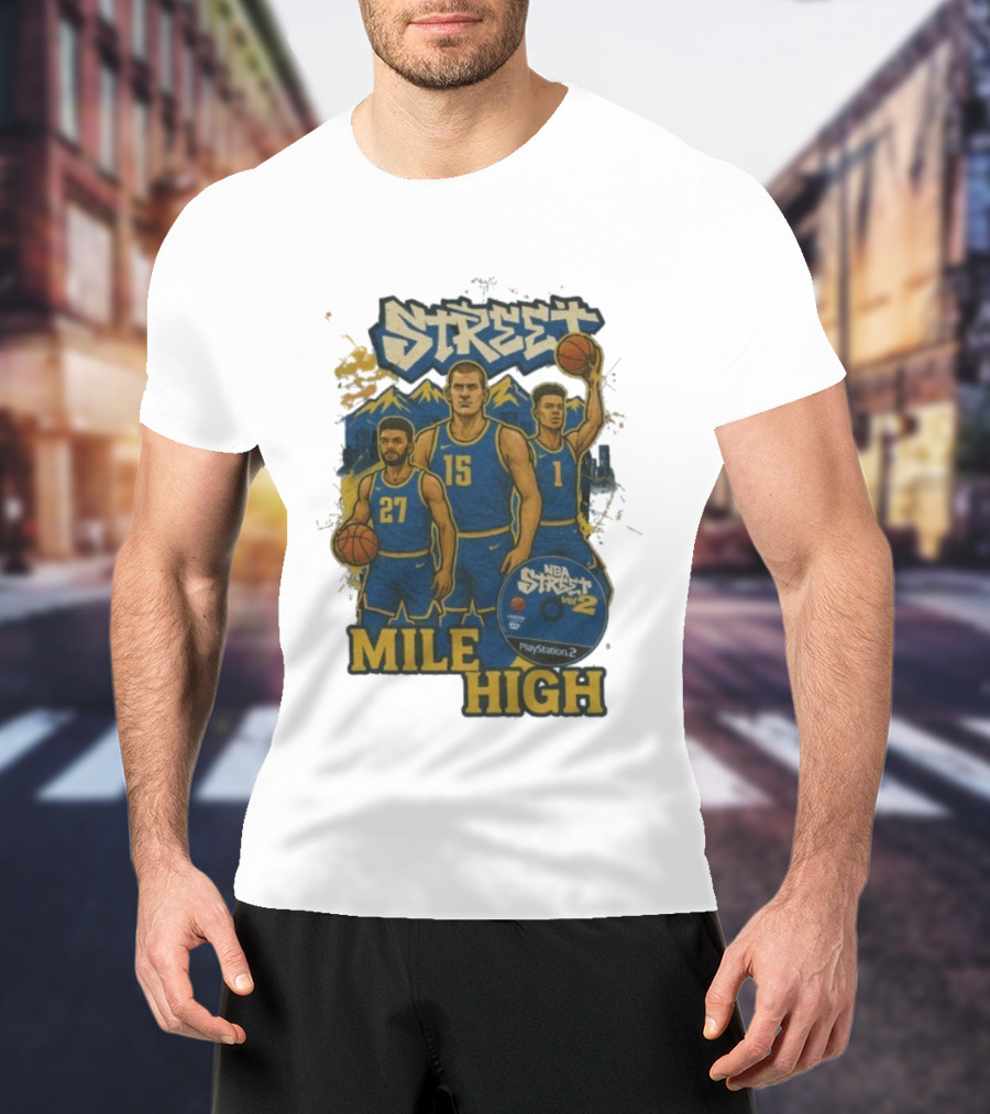 NBA Street Vol 2 Mile High Denver 27 15 Basketball Stars T-Shirt