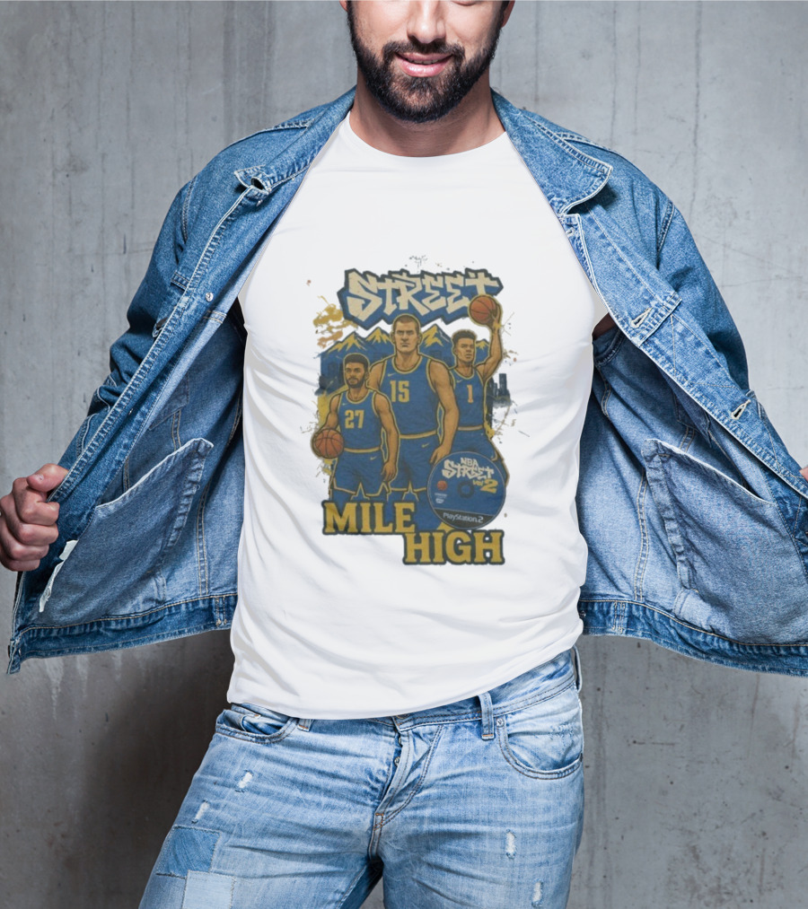 NBA Street Vol 2 Mile High Denver 27 15 Basketball Stars T-Shirt