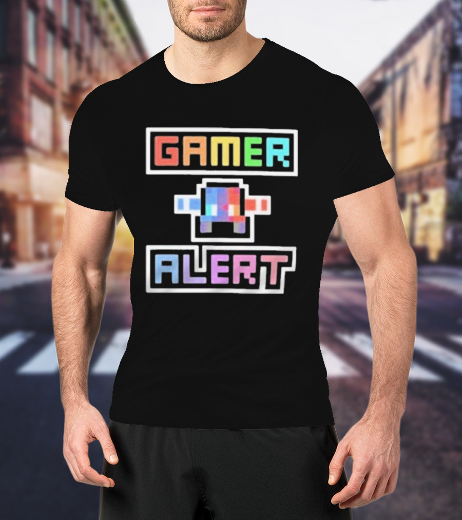 Gamer Alert Retro Pixel Art Style от Authorblues T-Shirt