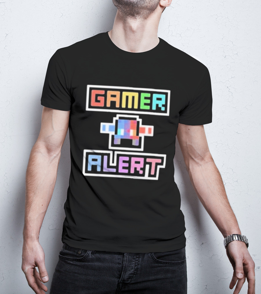 Gamer Alert Retro Pixel Art Style от Authorblues T-Shirt