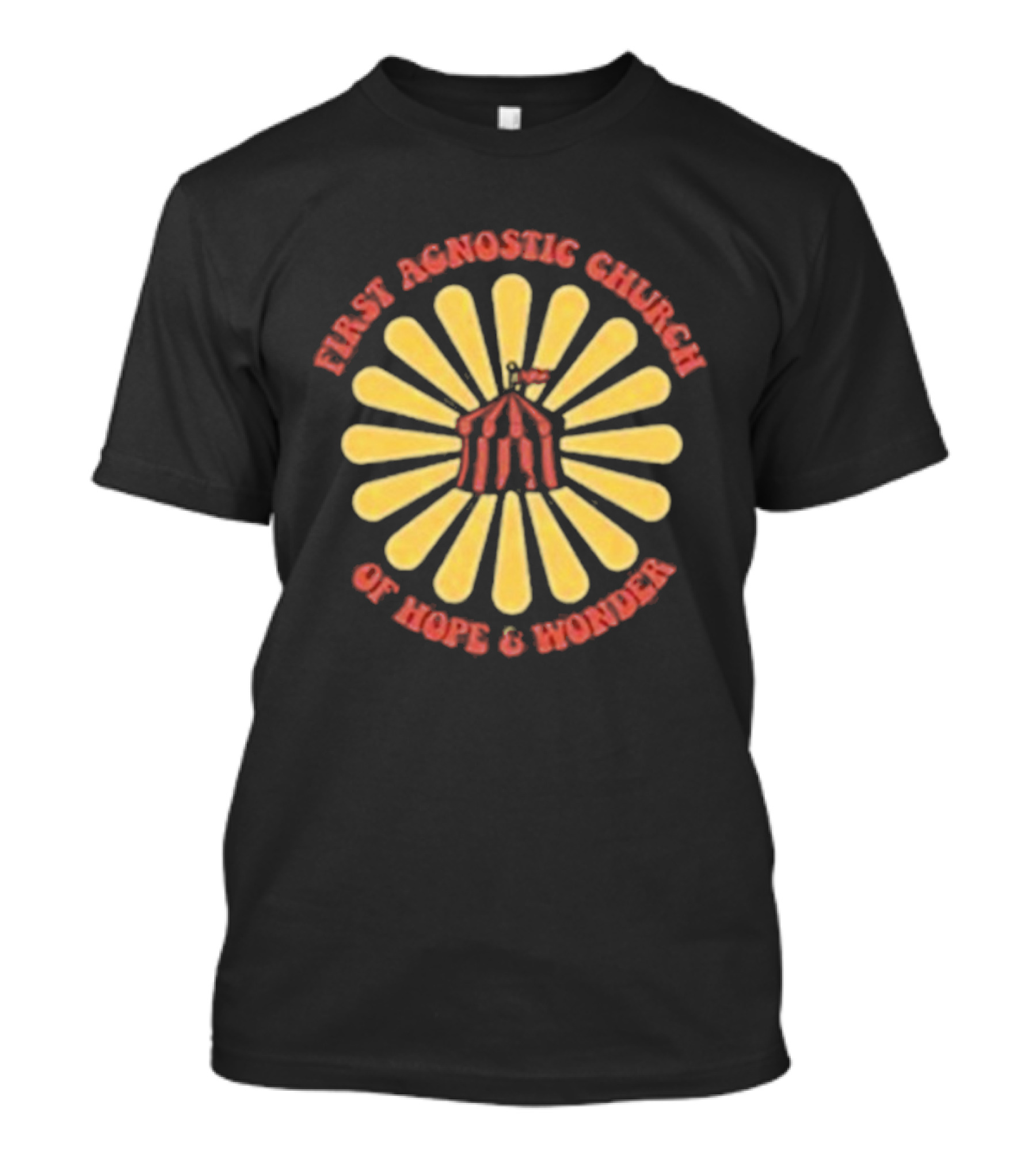 First Agnostic Church Of Hope And Wonder Radiant Sunburst Design T-Shirt
