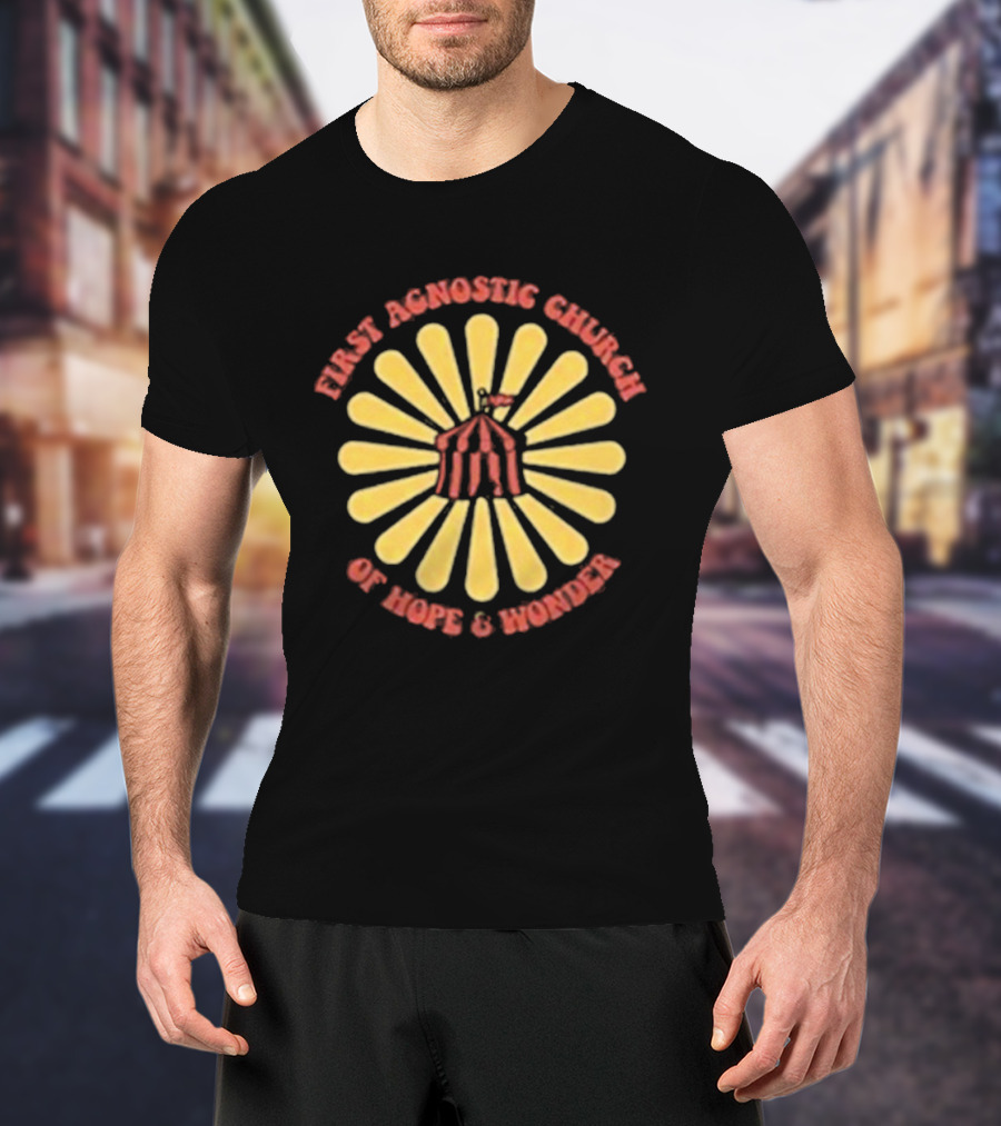 First Agnostic Church Of Hope And Wonder Radiant Sunburst Design T-Shirt