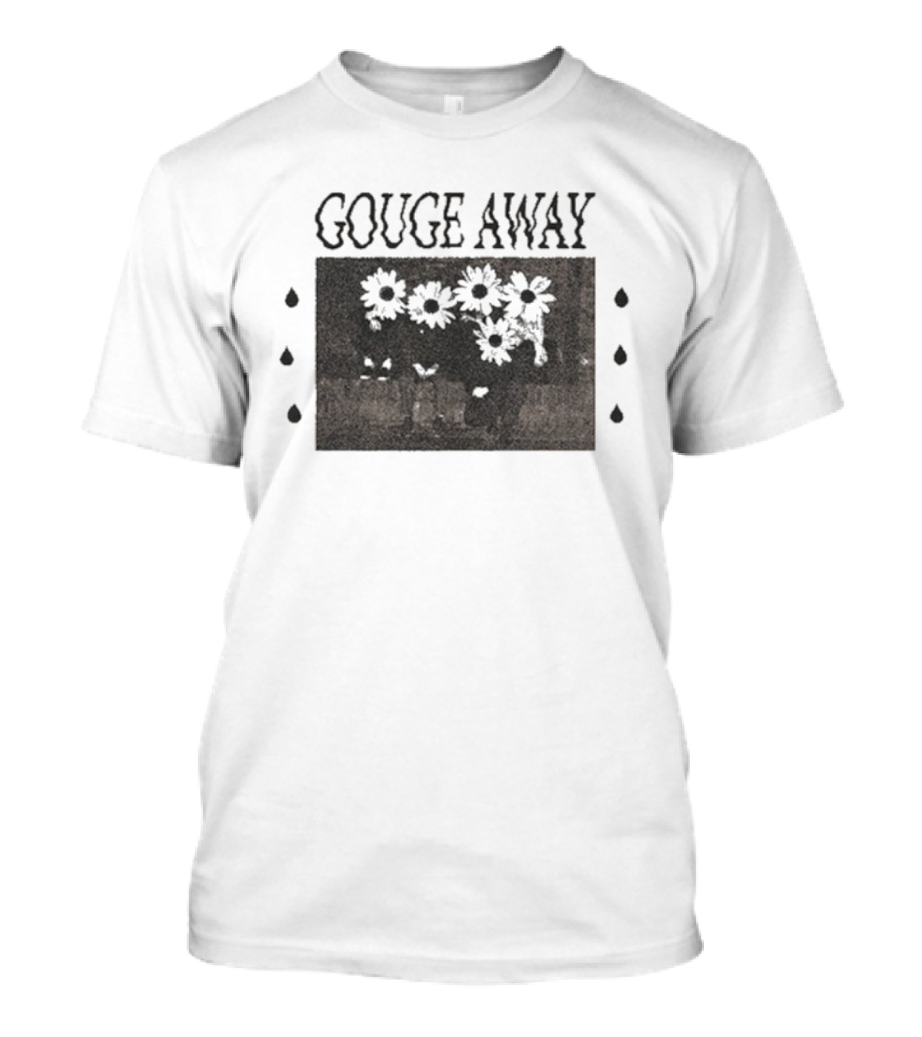 Gouge Away Flowerhead Floral Motif Teardrop Accents T-Shirt