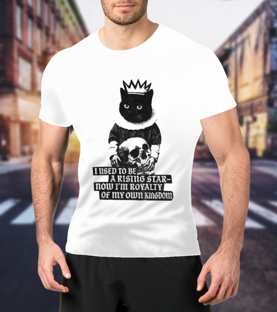 King Cat Holding Skull I Used To Be A Rising Star Now I'm Royalty Of My Own Kingdom T-Shirt