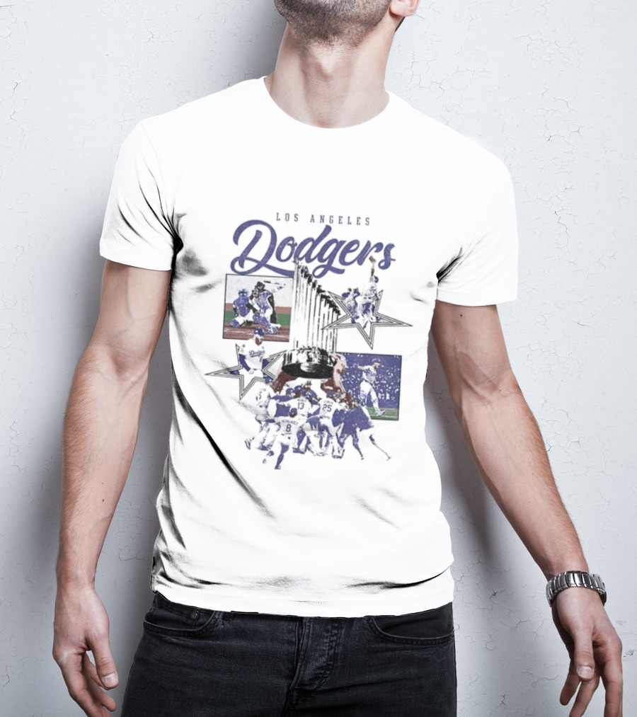 Los Angeles Dodgers World Series Champions Stars Montage T-Shirt