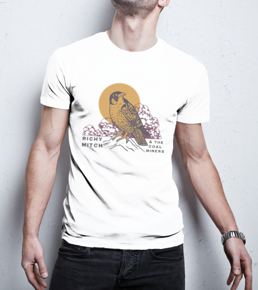 Richy Mitch And The Coal Miners Falcon Drawing And Sunset Scene T-Shirt