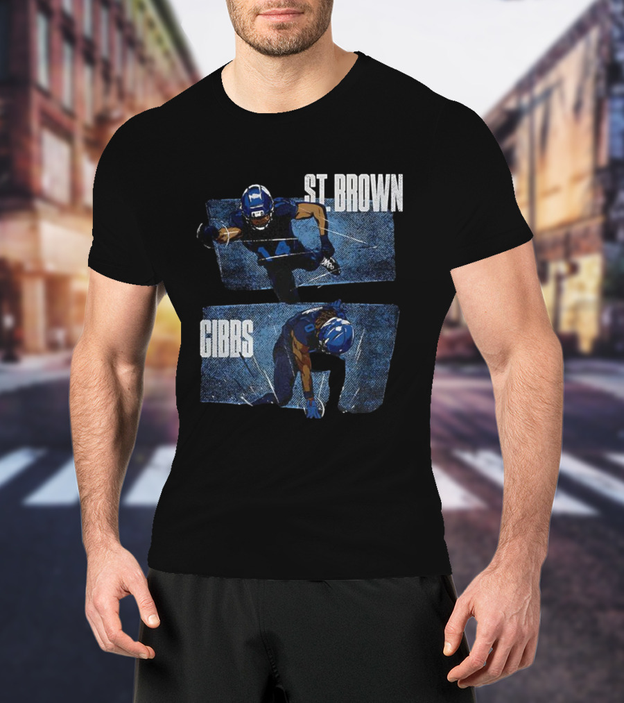 Detroit Lions Football Stars Jahmyr Gibbs And Amon-Ra St. Brown T-Shirt
