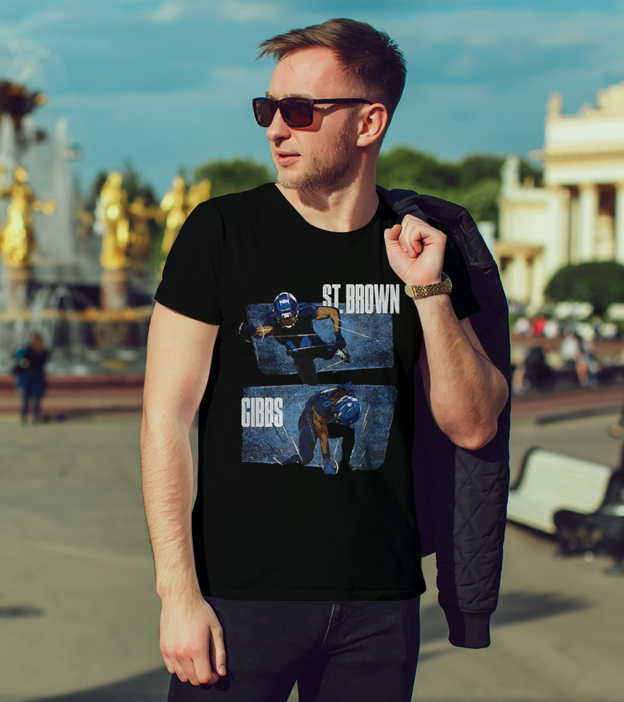 Detroit Lions Football Stars Jahmyr Gibbs And Amon-Ra St. Brown T-Shirt