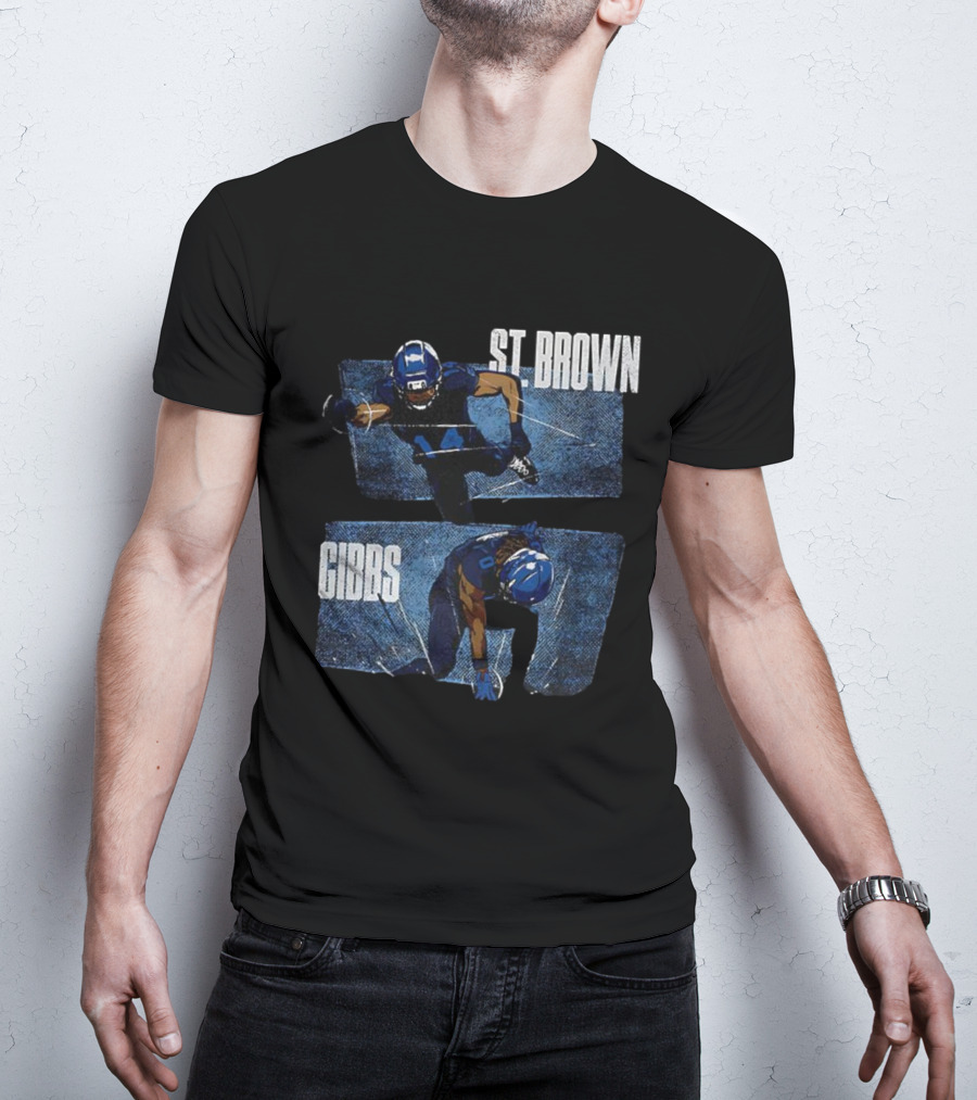 Detroit Lions Football Stars Jahmyr Gibbs And Amon-Ra St. Brown T-Shirt