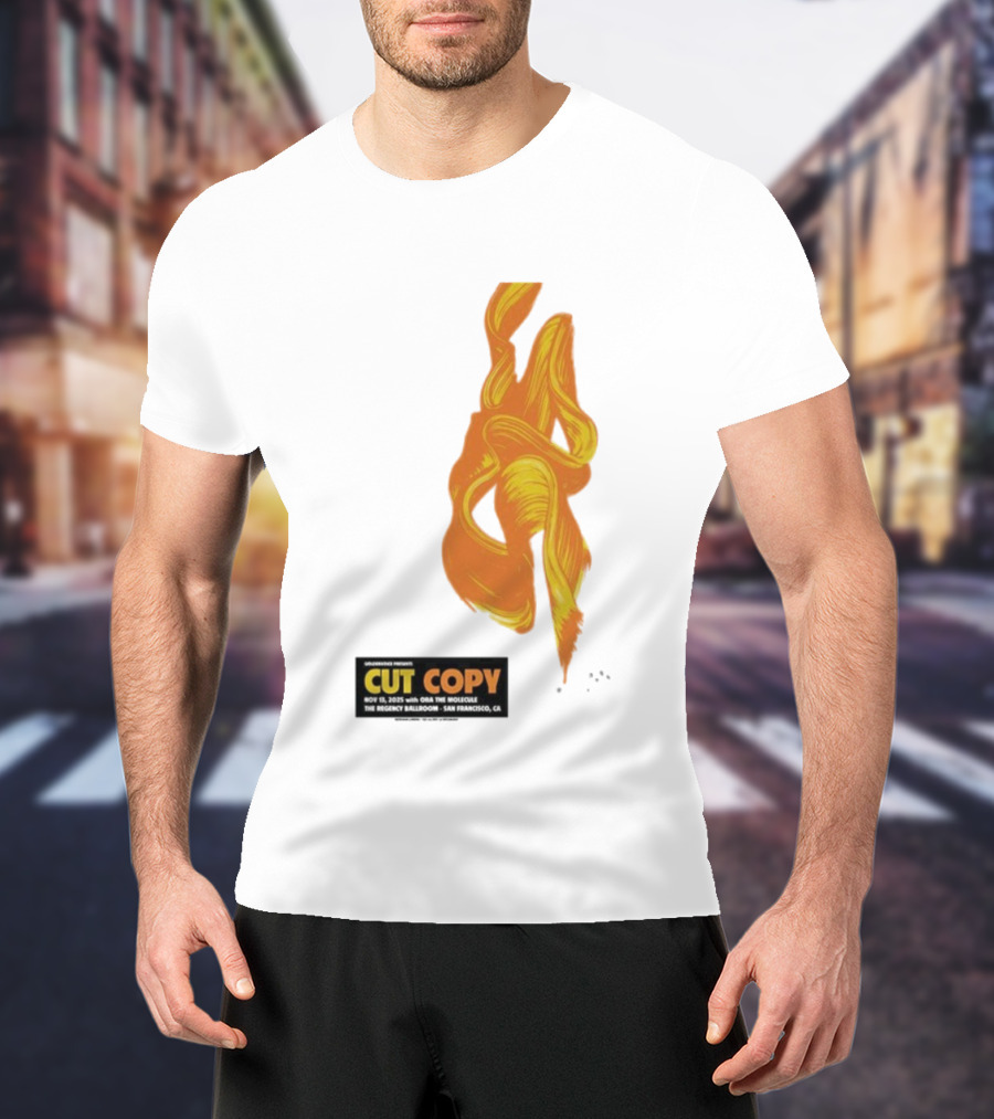 Cut Copy San Francisco November 13 2025 Concert Orange Yellow Flame Artwork T-Shirt