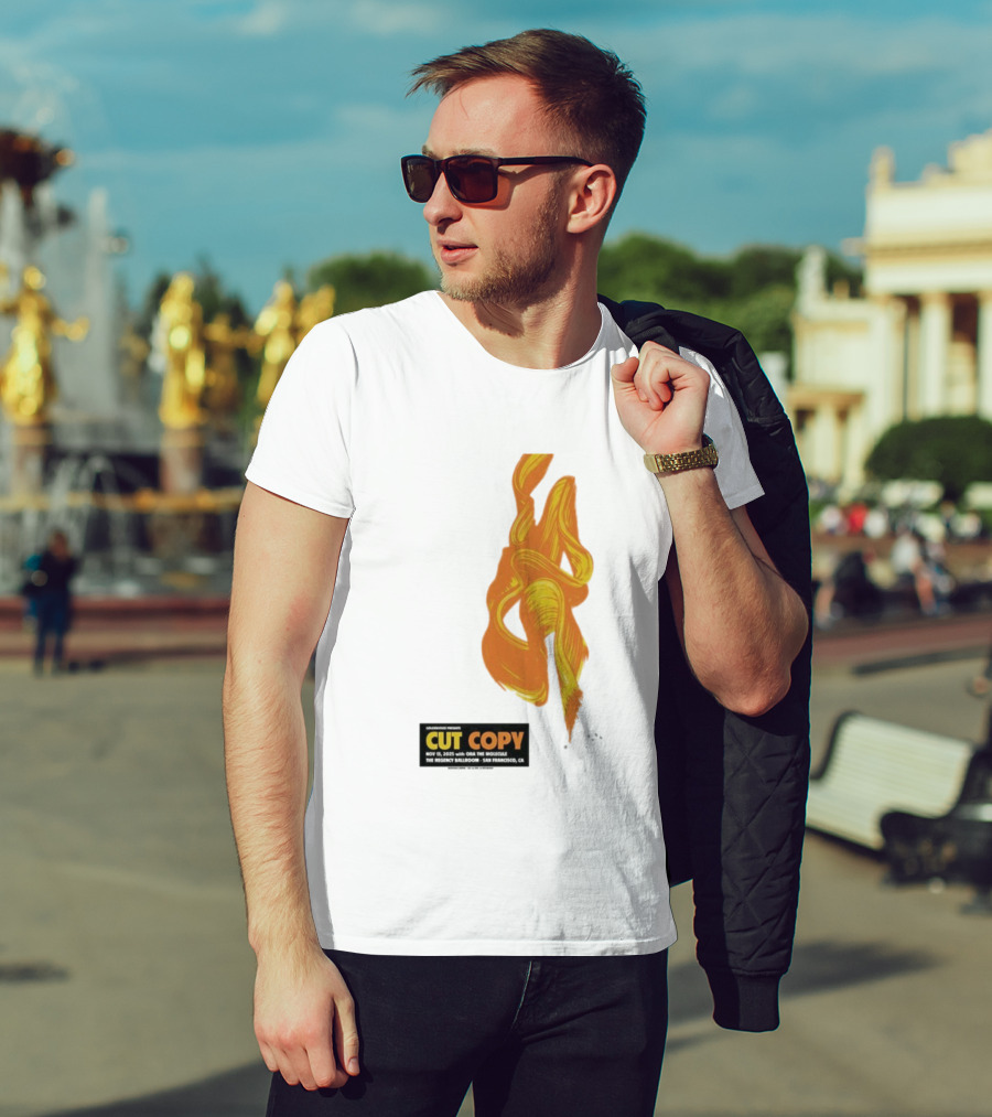 Cut Copy San Francisco November 13 2025 Concert Orange Yellow Flame Artwork T-Shirt