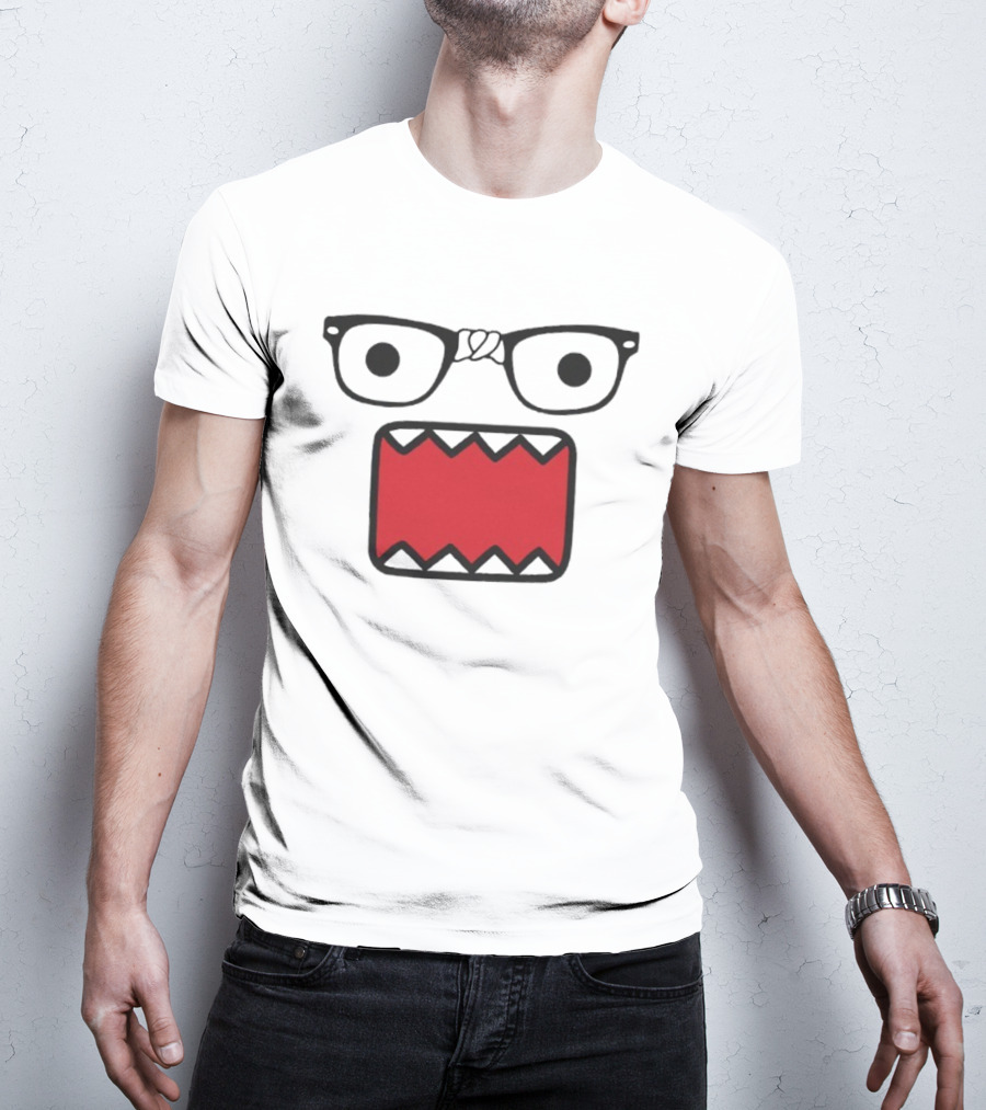 Domokun Red Mouth Nerd Glasses Classic Icon T-Shirt