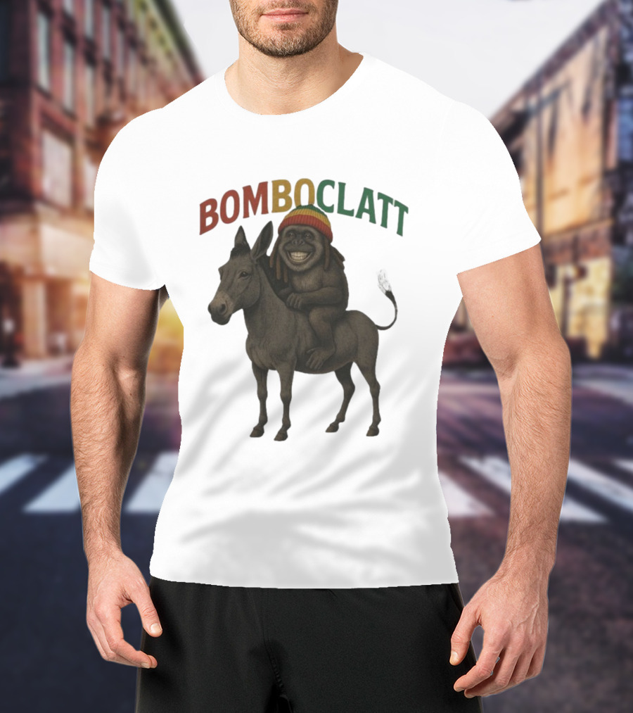 Bomboclatt Jahmunkey Donkey With Rasta Hat And Dreadlocks T-Shirt