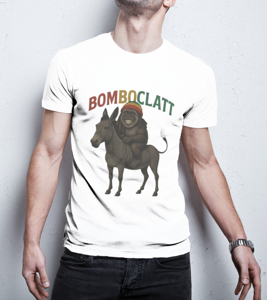 Bomboclatt Jahmunkey Donkey With Rasta Hat And Dreadlocks T-Shirt