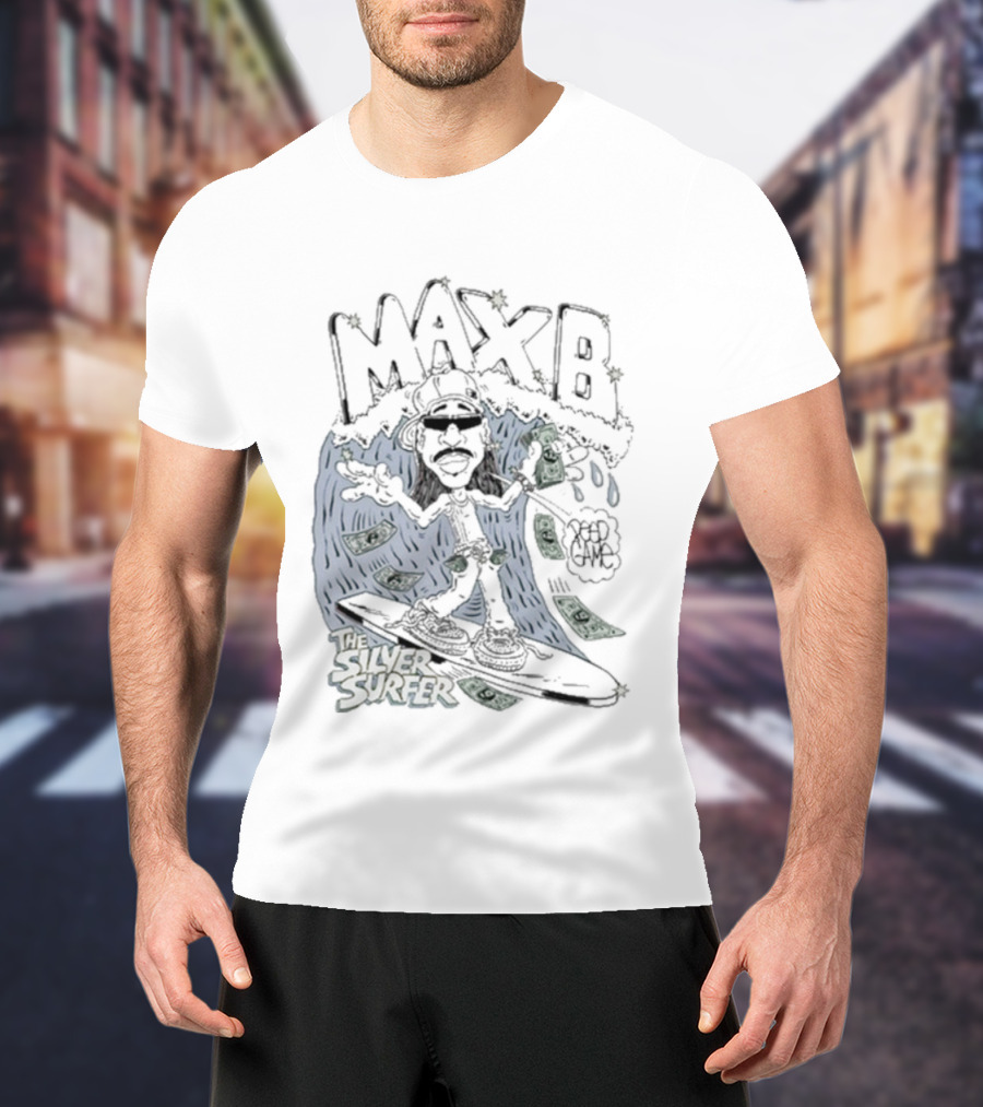 Max B Silver Surfer Peep Game X Freako Collaboration T-Shirt