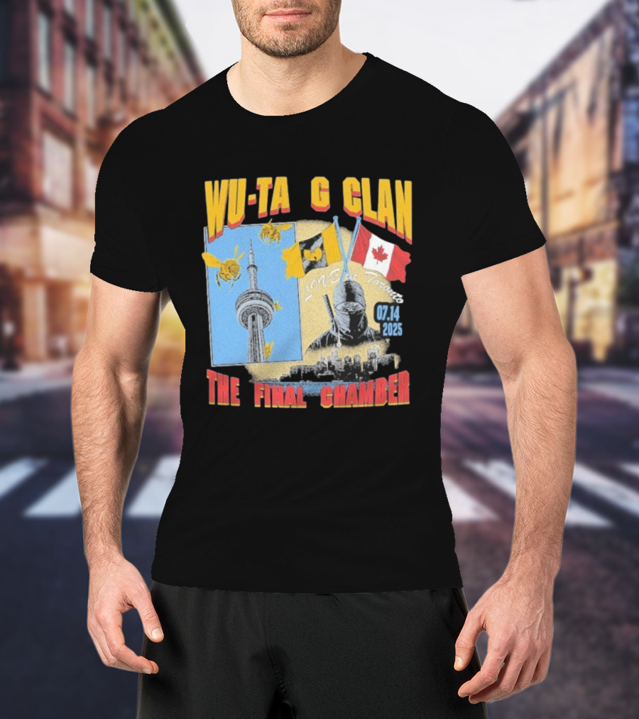 Wu Tang Clan The Final Chamber Live In Toronto 07.14 2025 Canada Flag CN Tower Bees T-Shirt