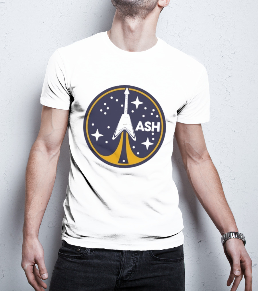 ASH Flying V Rocket Guitar Space Stars T-Shirt