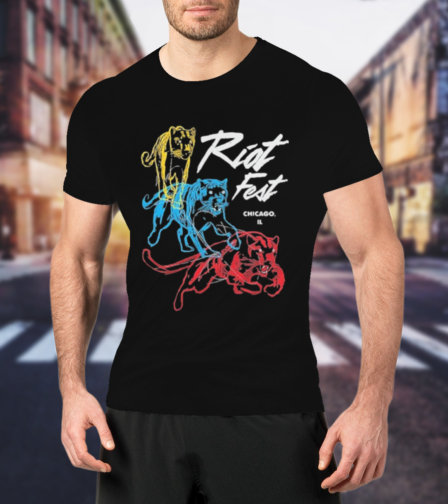 Riot Fest Chicago IL Multi-Color Panthers T-Shirt