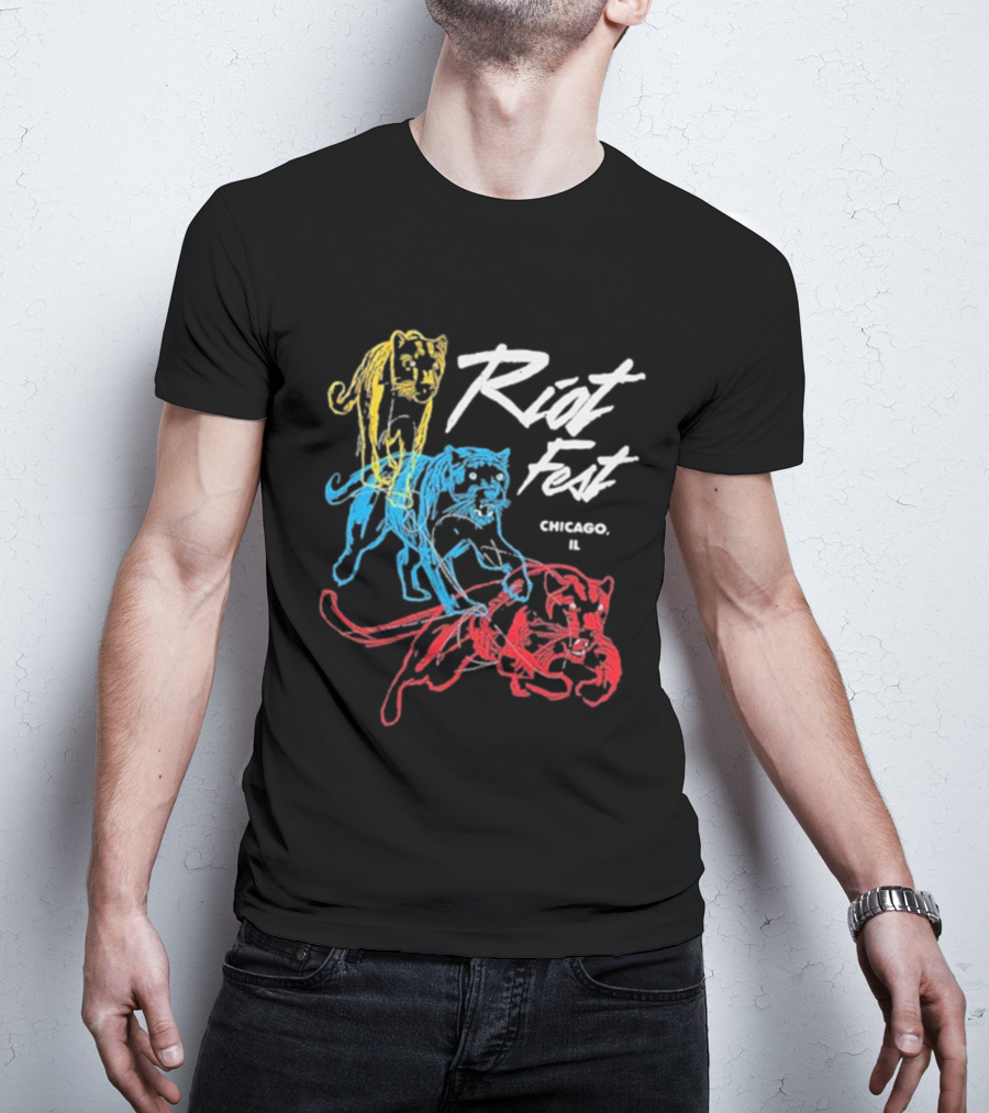 Riot Fest Chicago IL Multi-Color Panthers T-Shirt