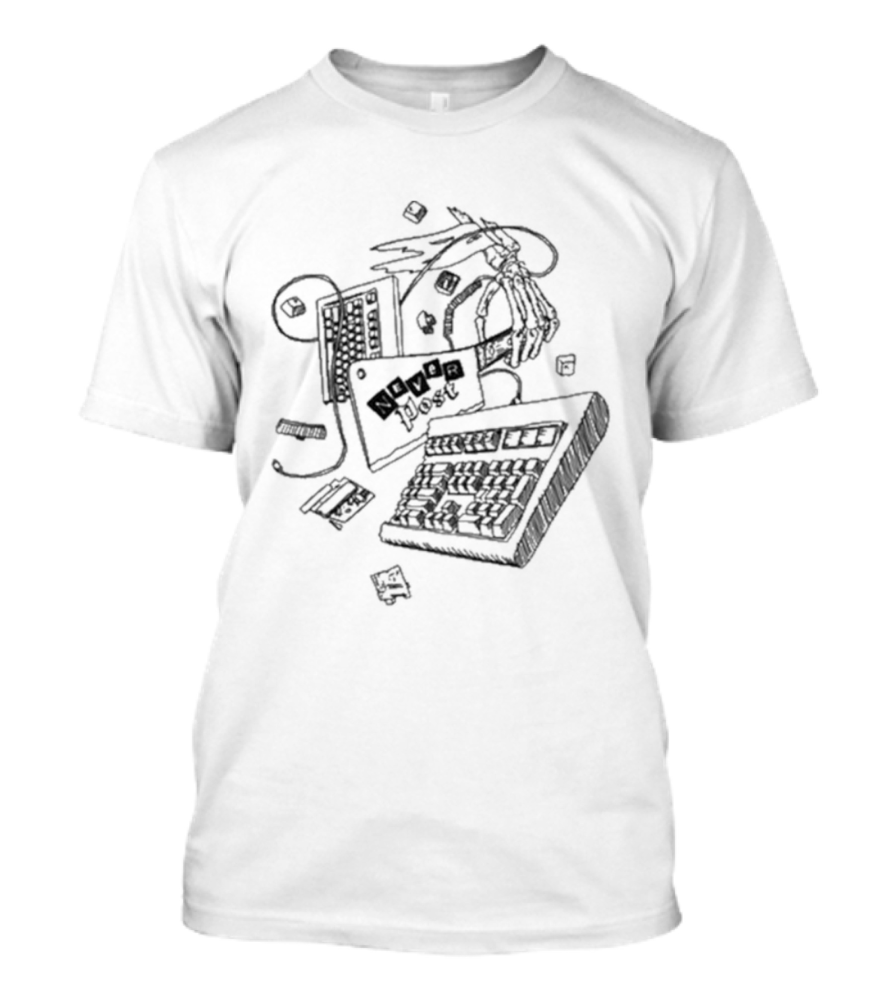 AFK Keyboard Gaming Setup With Never Post Cleaver T-Shirt