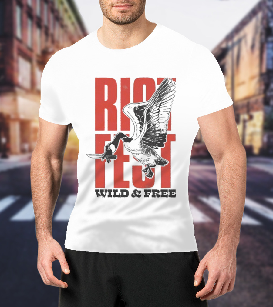 Riot Fest Wild And Free Goose Knife Iconic Design T-Shirt