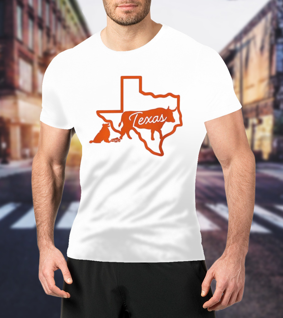 Texas Longhorns Rivalry Map Outline With Steer And State Silhouette Design T-Shirt