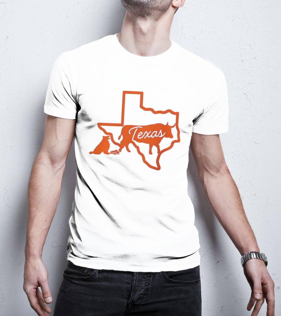 Texas Longhorns Rivalry Map Outline With Steer And State Silhouette Design T-Shirt