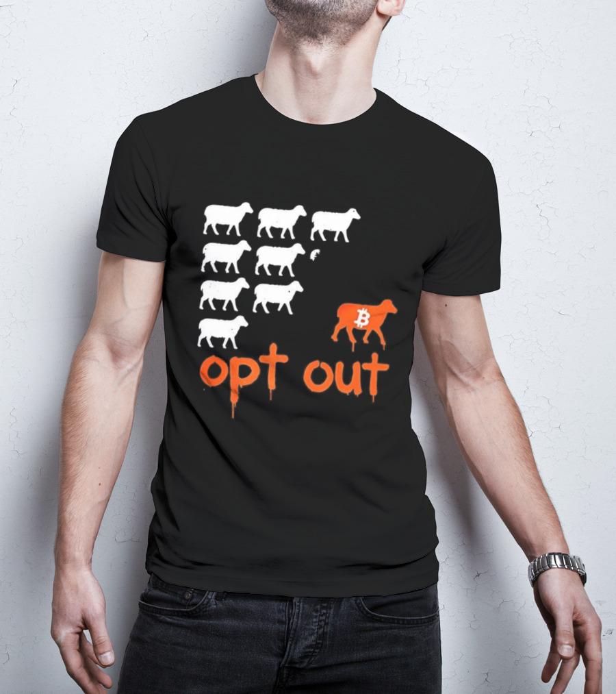 Bitcoin Opt Out Sheep Herd Graphic T-Shirt