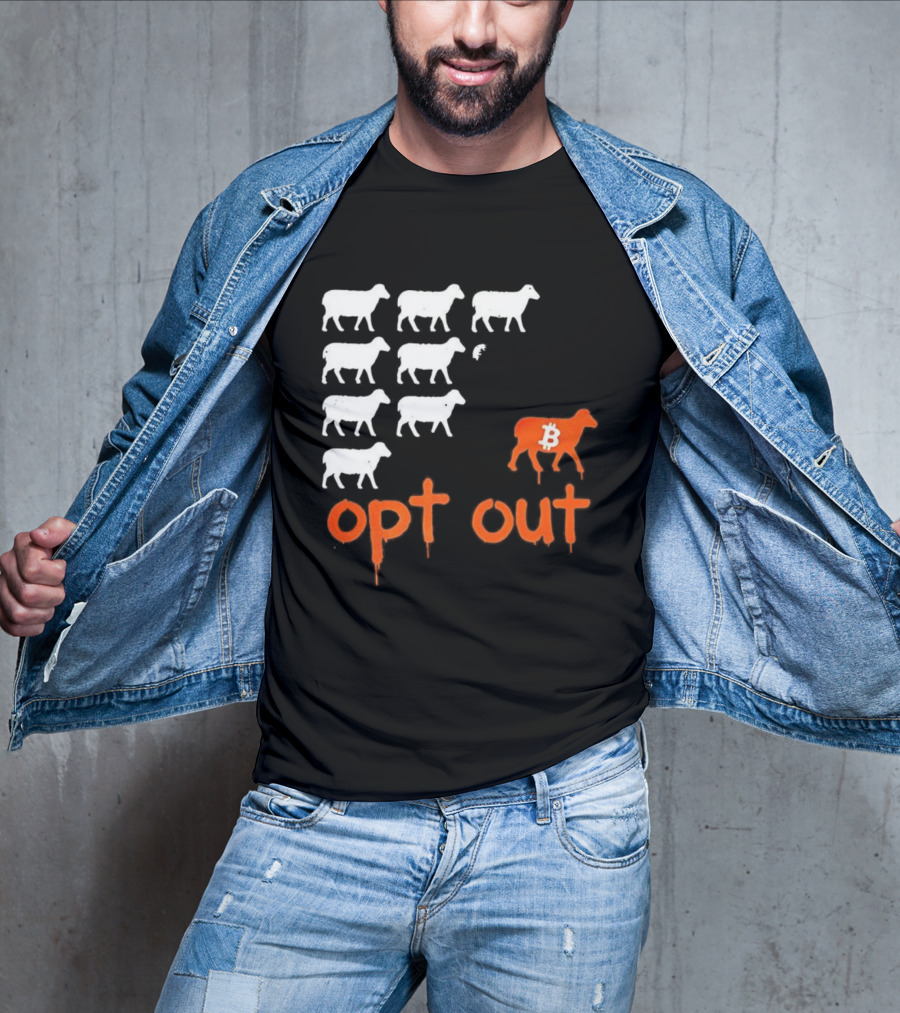 Bitcoin Opt Out Sheep Herd Graphic T-Shirt