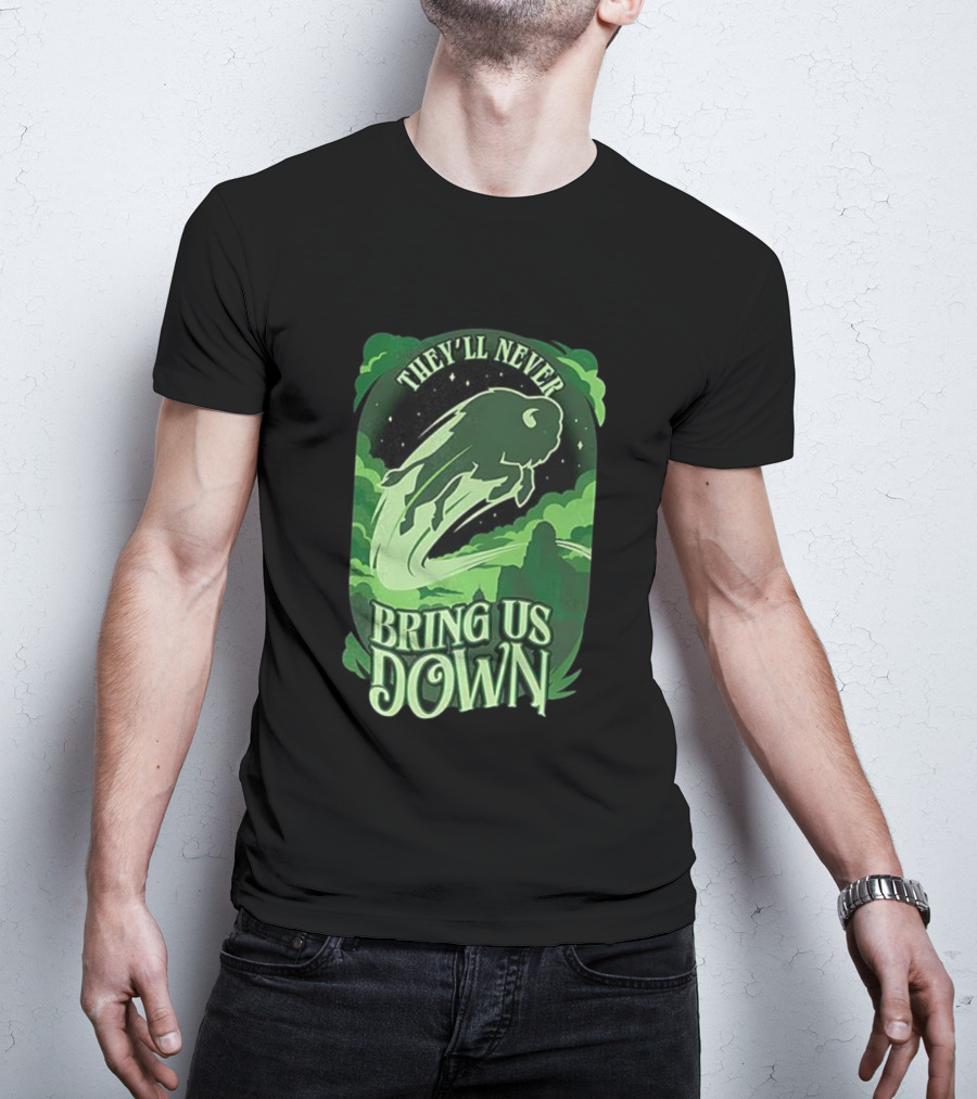 Buffalo Bills They'll Never Bring Us Down Green Buffalo Graphic T-Shirt
