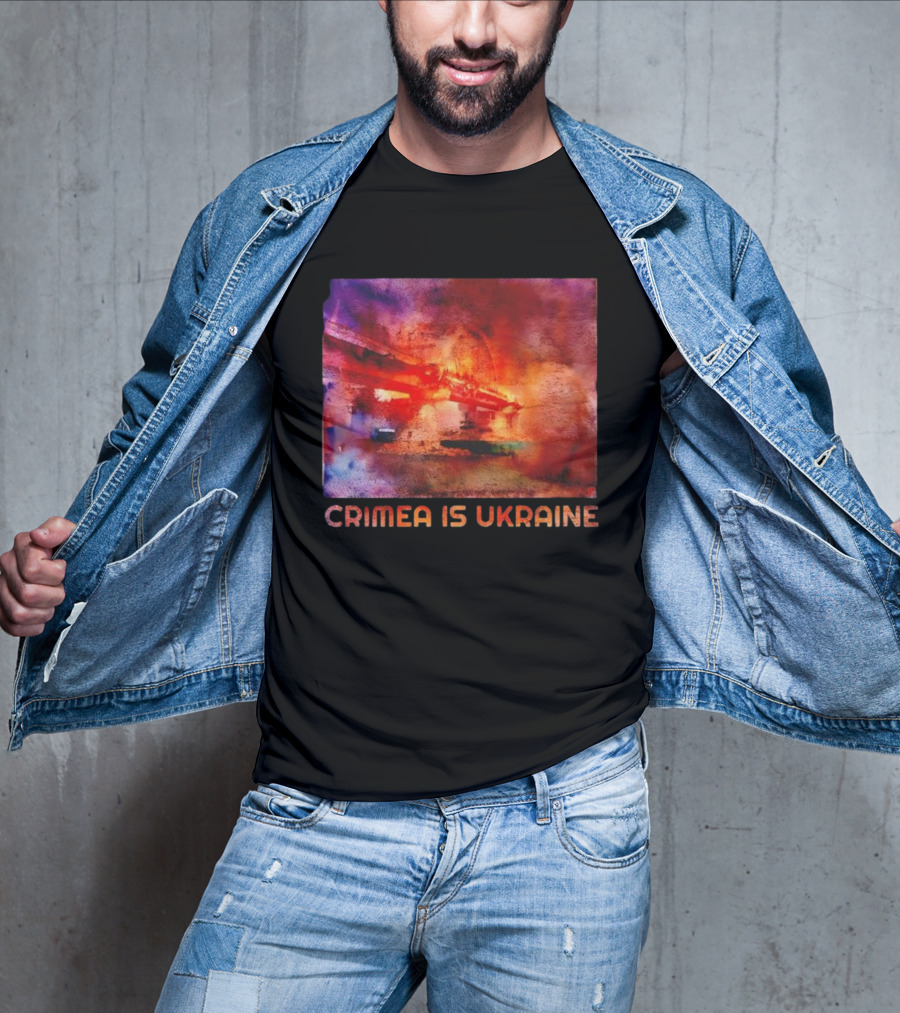 Crimea Is Ukraine Watercolor Bridge Explosion Imagery T-Shirt