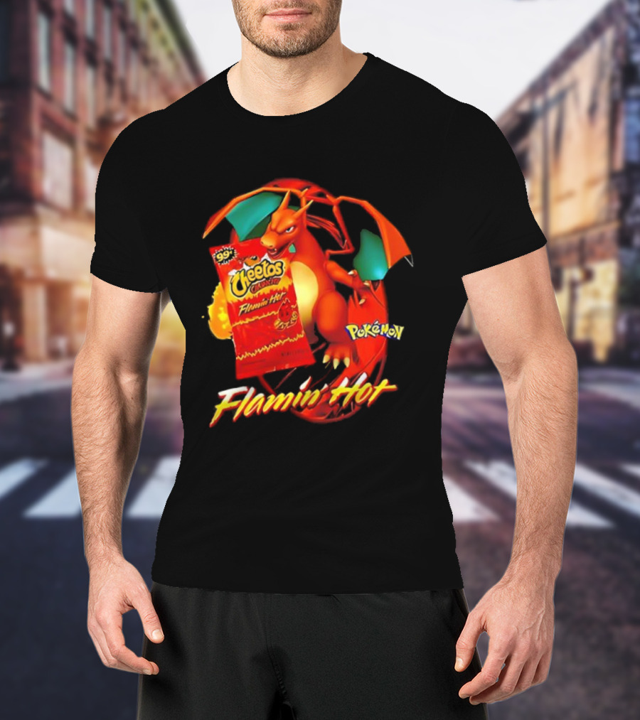 Flamin’ Hot Cheetos Charizard Pokémon Crossover T-Shirt