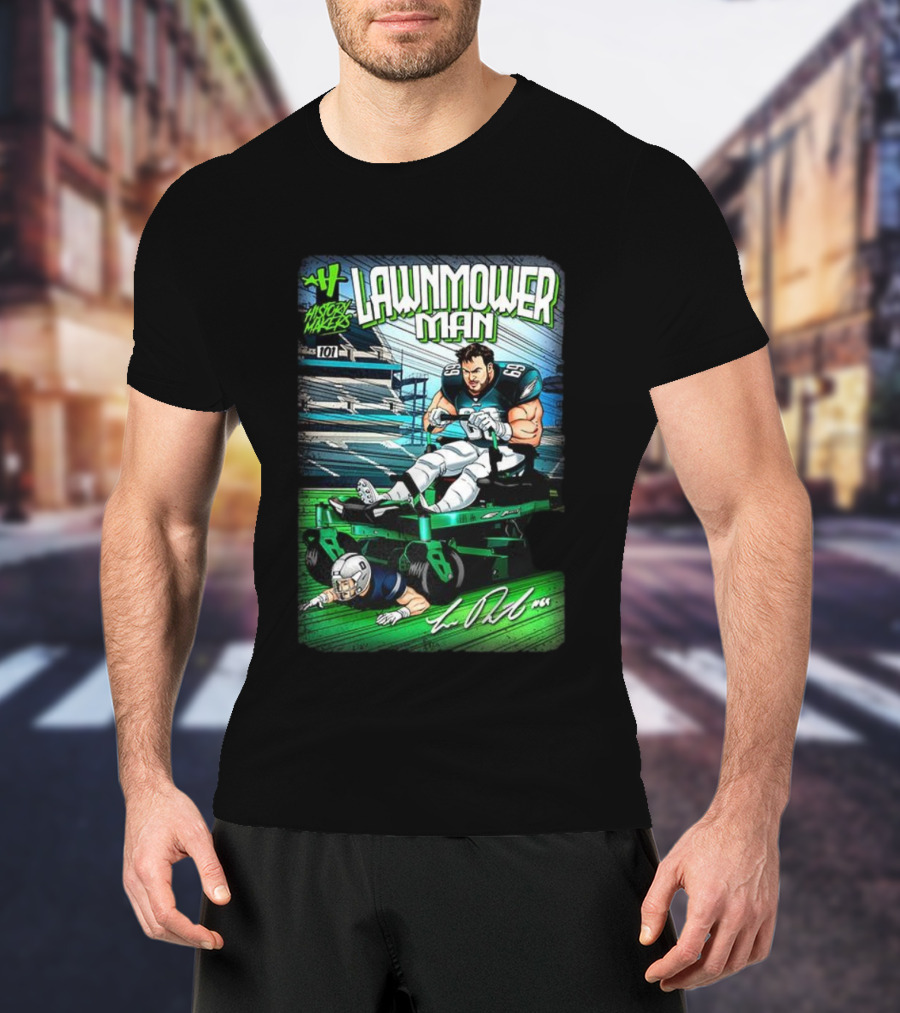 Landon Dickerson Philadelphia Eagles Lawnmower Man Historical Makers Comic Signature T-Shirt