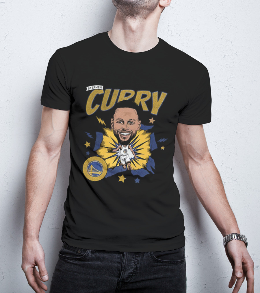 Stephen Curry Golden State Warriors NBA Caricature Vibrant Design T-Shirt