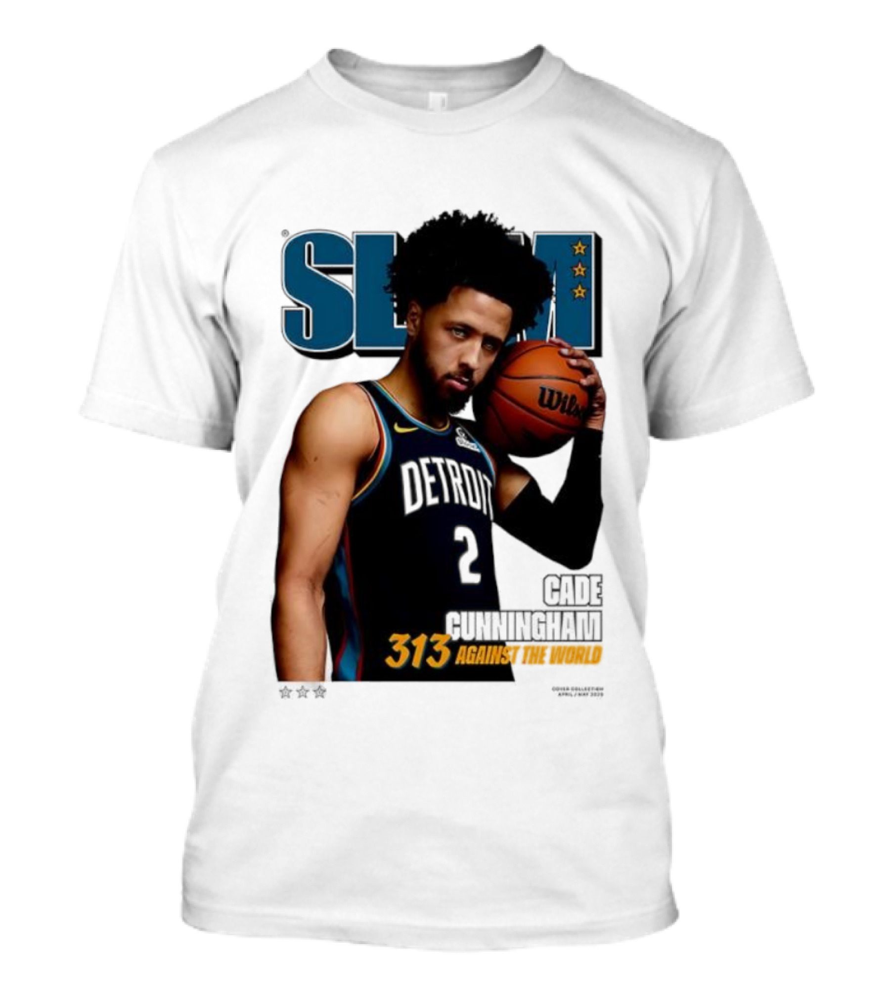 Slam Cade Cunningham Detroit Pistons 313 Against The World T-Shirt