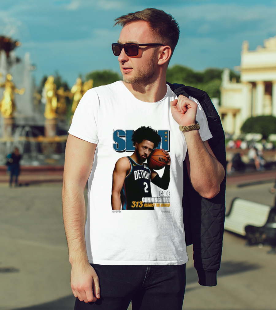 Slam Cade Cunningham Detroit Pistons 313 Against The World T-Shirt