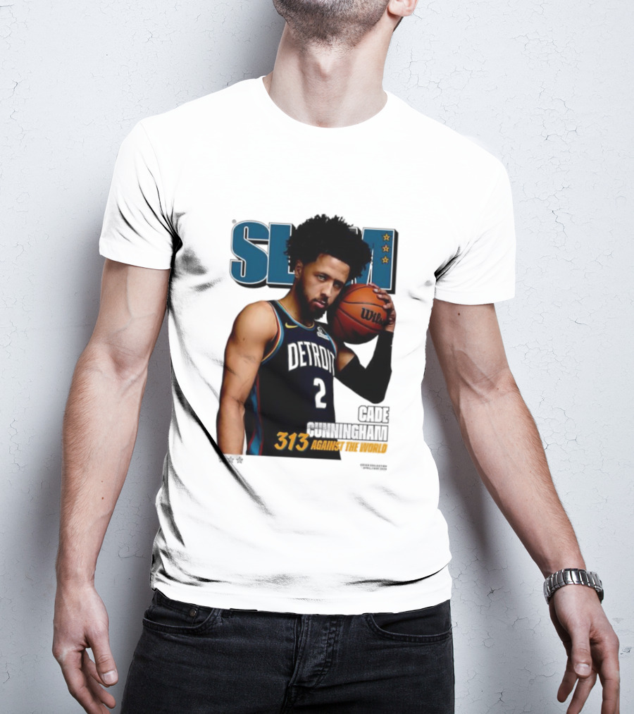 Slam Cade Cunningham Detroit Pistons 313 Against The World T-Shirt