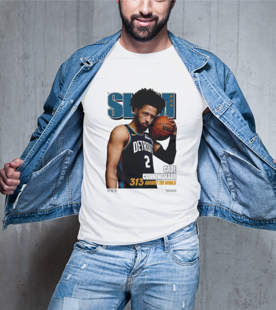 Slam Cade Cunningham Detroit Pistons 313 Against The World T-Shirt