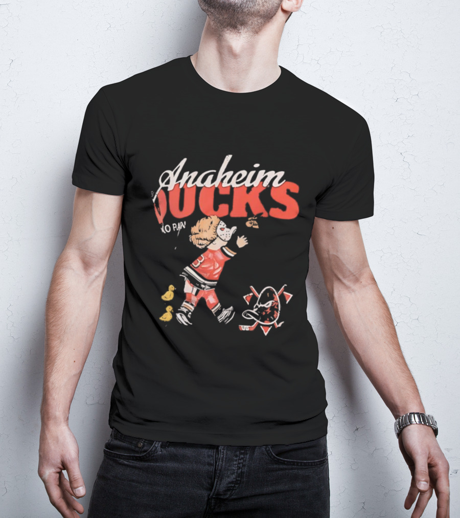 Anaheim Ducks Vintage Style Hockey Player And Mascot Retro Graphics T-Shirt