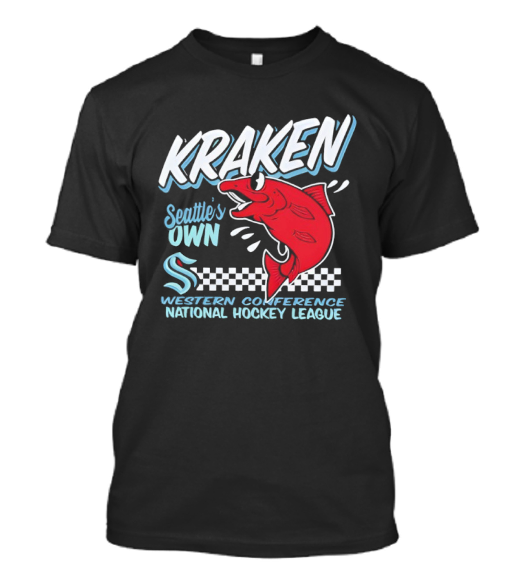 Seattle Kraken Western Conference National Hockey League Mascot Salmon T-Shirt