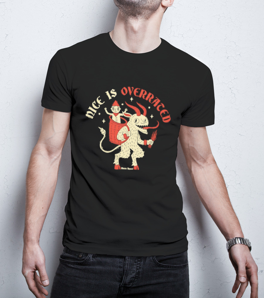 Krampus Nice Is Overrated Festive Holiday Humor With Santa Claus And Demon Imagery T-Shirt