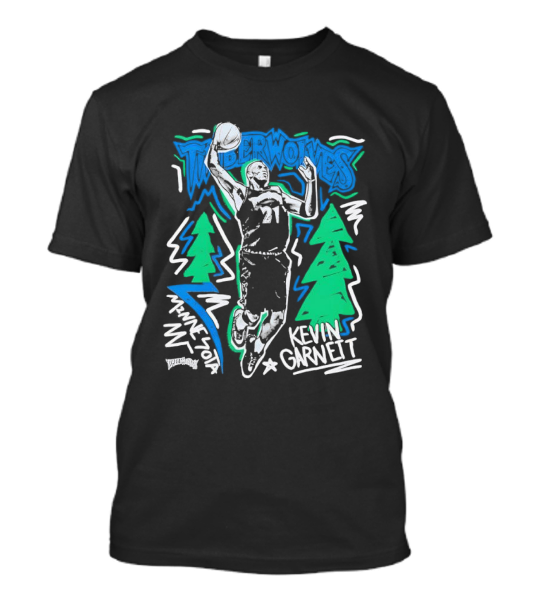Minnesota Timberwolves Kevin Garnett Chalked Up Dunking Illustration T-Shirt